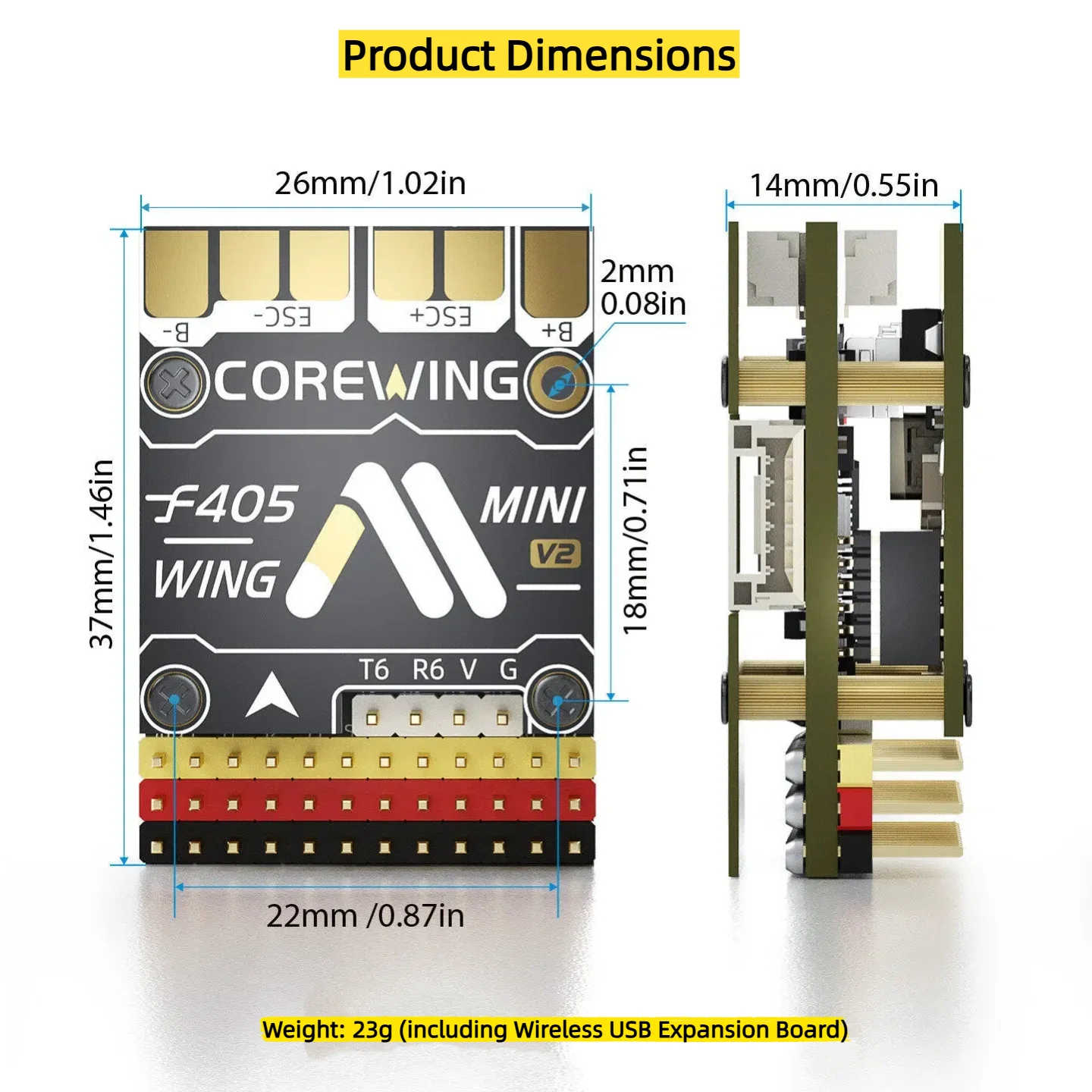 CoreWing F405 WING MINI V2 Fixed Wing Flight Controller for RC FPV Airplane Freestyle Racing Drone Quadcopter