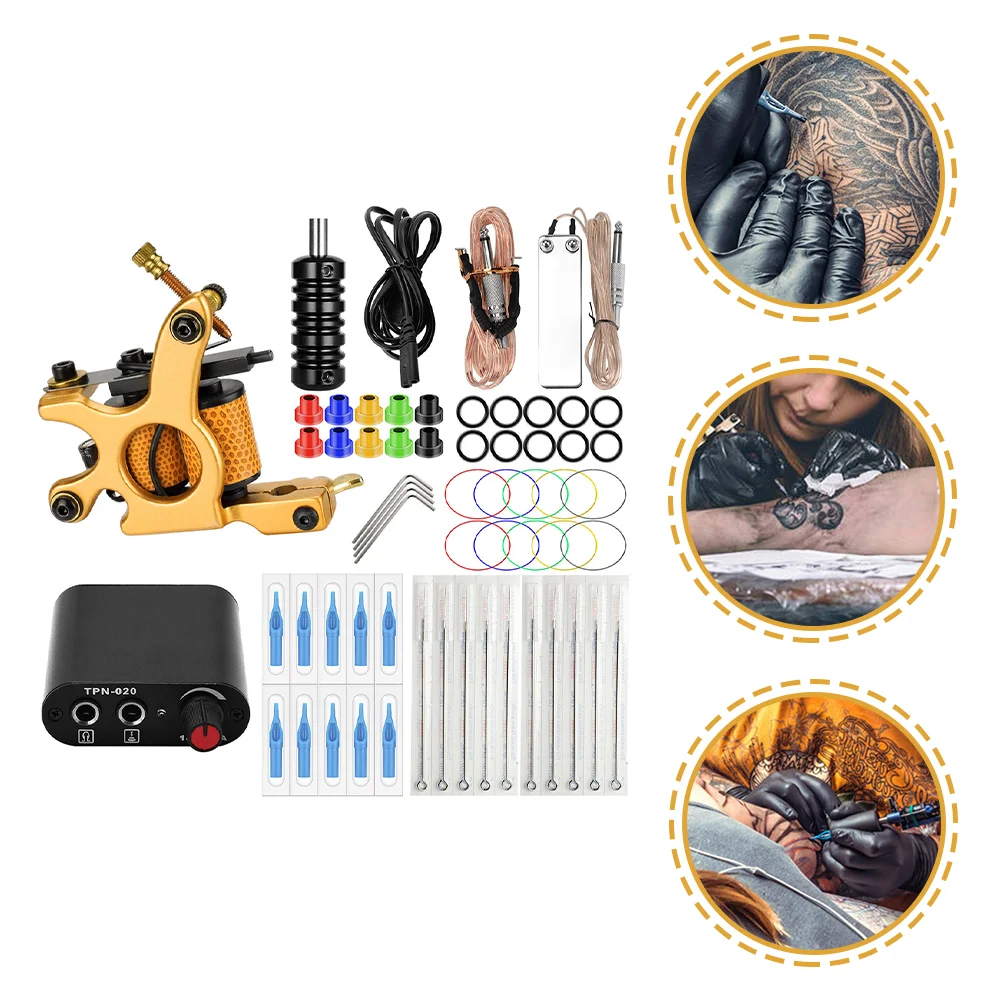 

Tattoo Coil Machine Tattoos Power Supply Suite Tattooing Equipment Small Kit Tools Aluminum Alloy Supplies