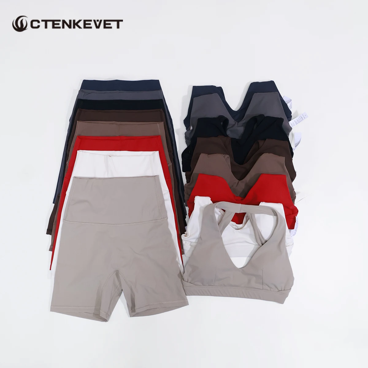 

Ctenkevet, комплект из 2 предметов: женский спортивный костюм с топом-халтером без спинки и шортами, быстросохнущий, для тренировок в зале