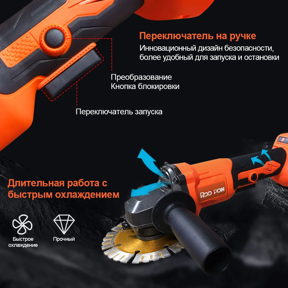 125mm Brushless Electric Angle Grinder 3 Gears Electric Cordless Polishing Cutting for Makita 18V Battery Woodworking Power Tool