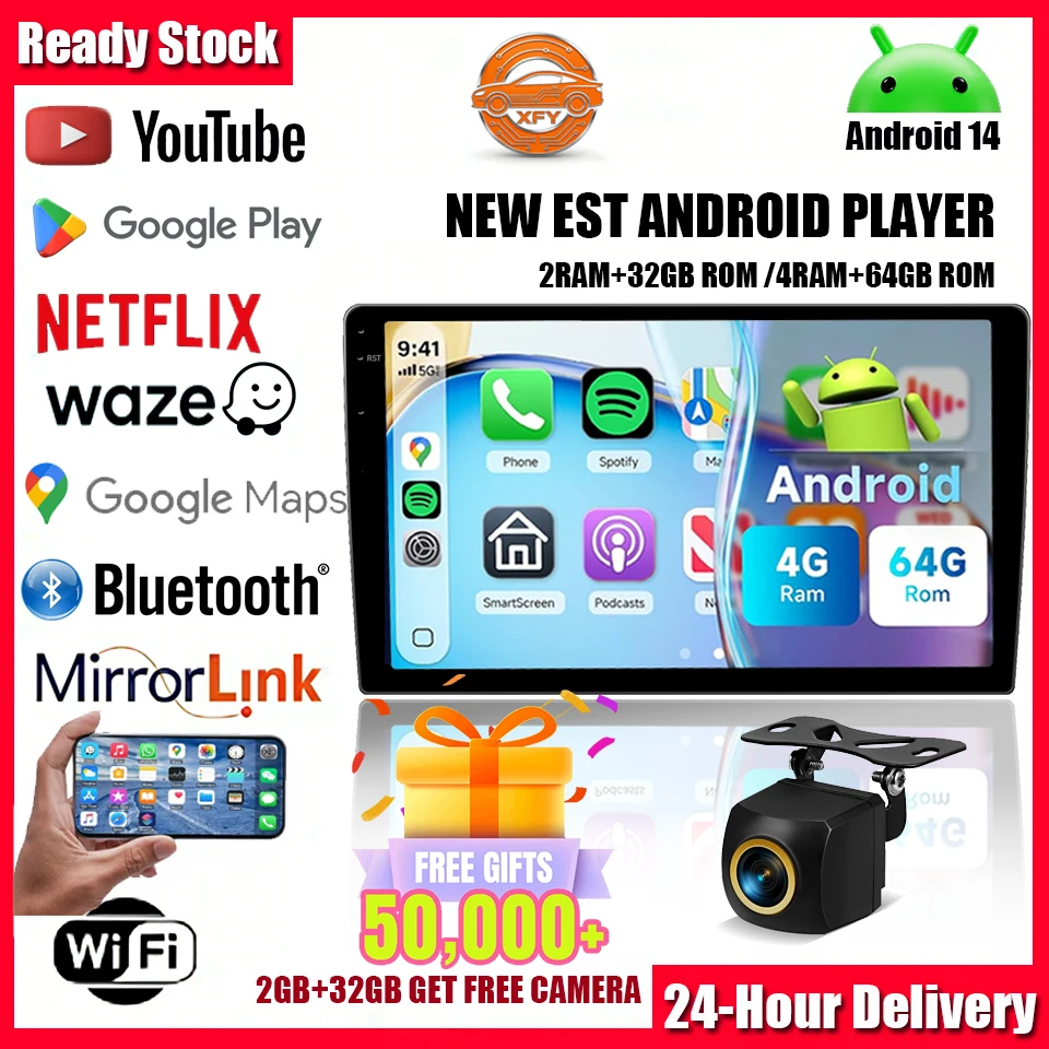 

9/10" Universa Car Radio Android Auto Carplay Car Stereo Multimedia Playerl GPS Autoradio Car Intelligent Systems NEW 2026