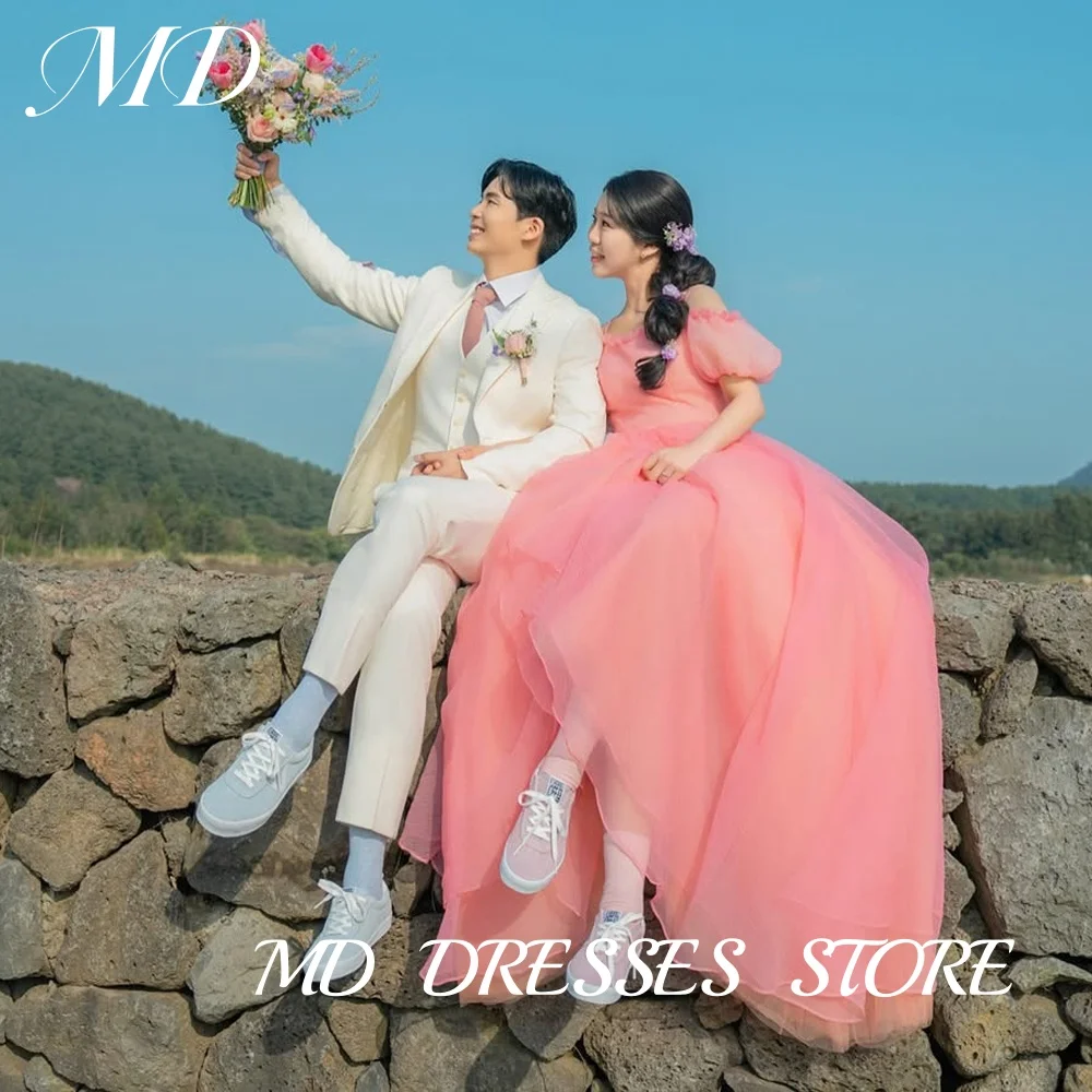 

MD Fairy Pink Off Shoulder Wedding Party Dress Korea Photoshoot Floor Length Birthday Party Dress Customised 2025 Evening Gown