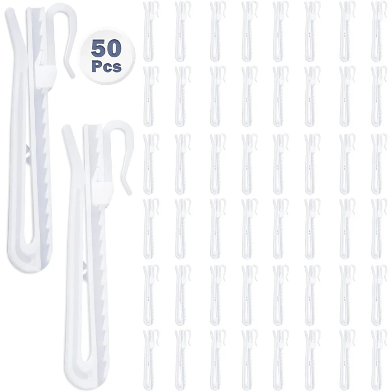 

50 Pcs Plastic Hooks,Adjustable Pinch Pleat , Drapes,Drapery Pleated Curtain Pins