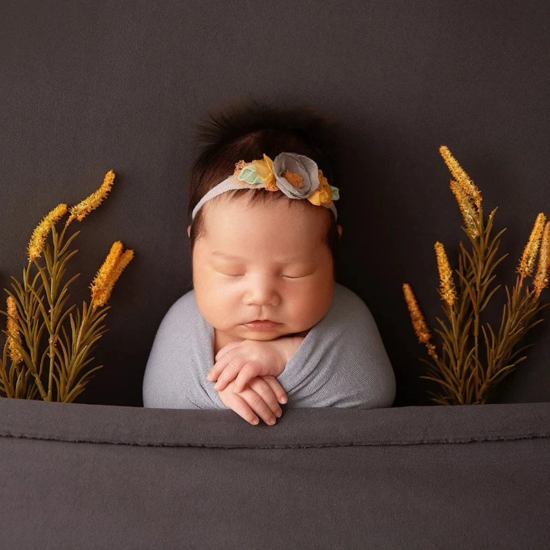 Newborn Photography Stretch Wrap Adjustable Artificial Headflower Solid Color Soft Background Studio Photo Shooting Accessories