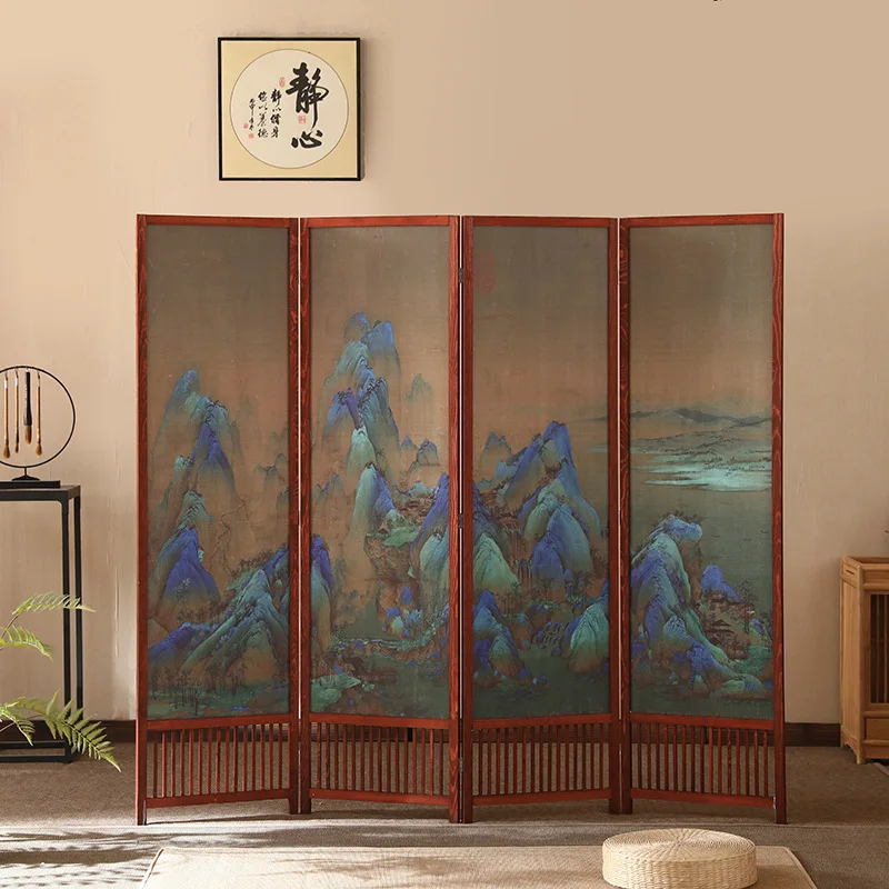 New Chinese screen pine dyeing frame hotel office partition home tea room storage porch mortise and tenon structure