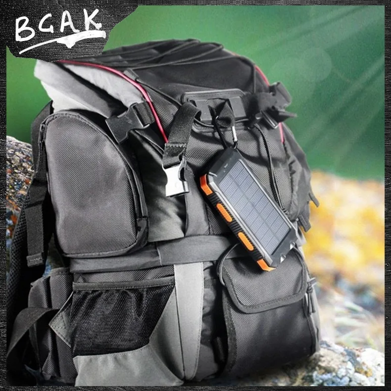 Real Capacity 200000mAh Large Capacity Solar Power Bank New Portable With Lanyard Compass External Battery Outdoor Camping Char