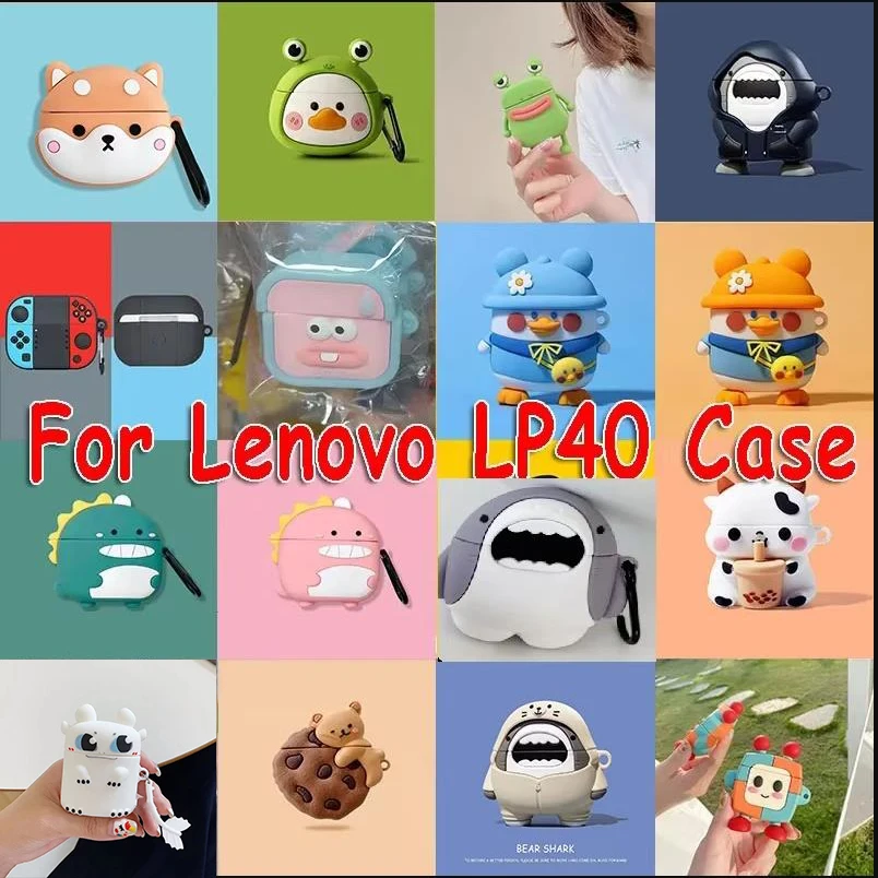 Animals Cover for Lenovo LP40 Case Protective Cover Silicone Capa Lenovo Earphone Funda LP40 Charging Box Soft Bag Headphone