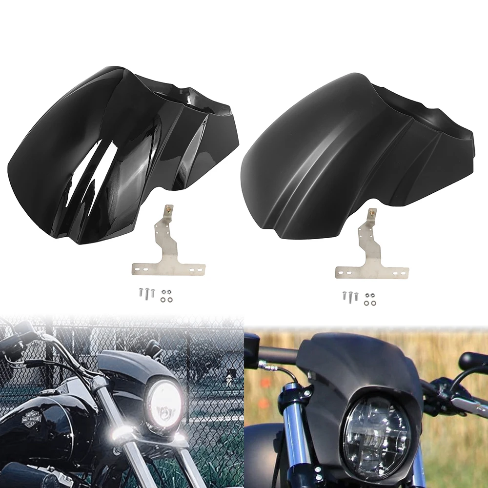 Glänzend schwarze Motorrad-Frontmaske, Scheinwerferverkleidung, Gugelabdeckung für Harley Softail Breakout FXBR FXBRS 2018–2022 2021
