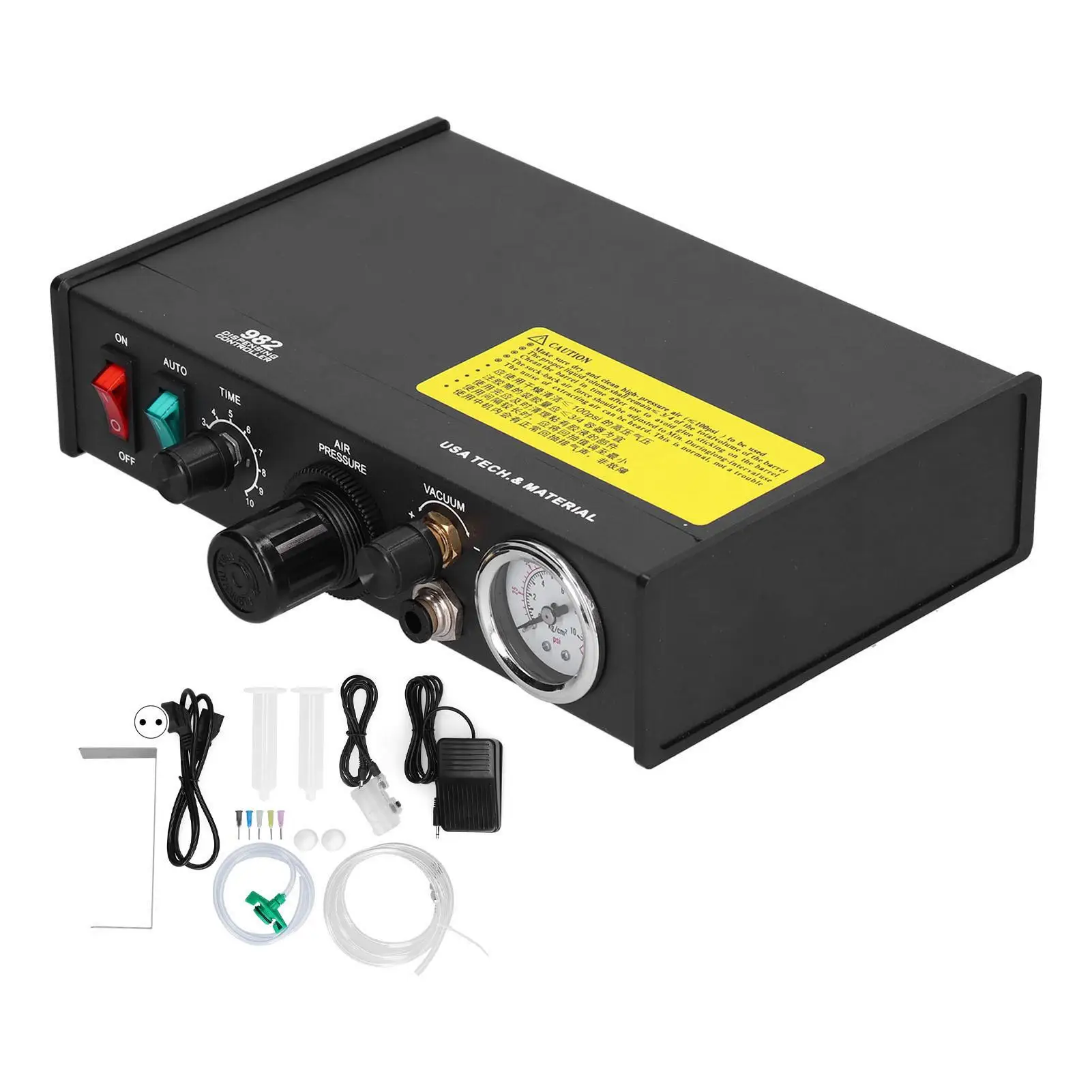 

DC 12V Aluminum Alloy Semi Automatic Glue Dispenser Machine 0.01ml Minimum Drip Volume Precision Applicator