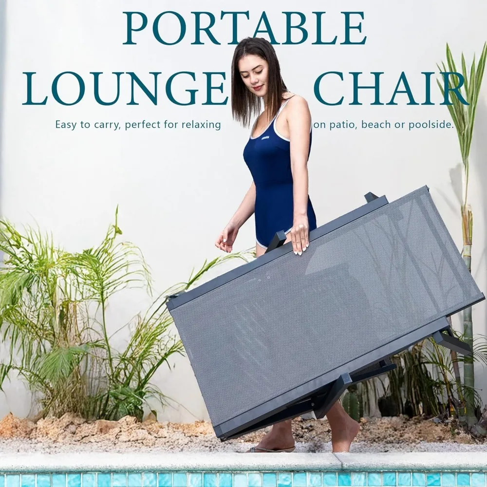 Aluminum 3-Piece Outdoor Lounge Chair Set with Poolside Chaise Chairs, Side Table, and Insulated Cooler Bag