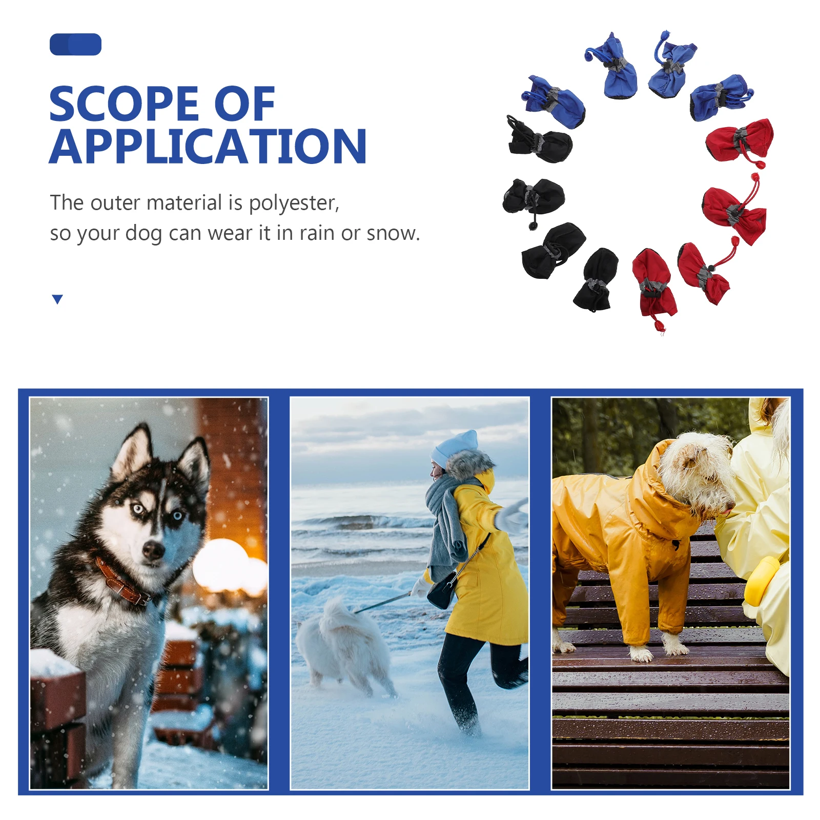 

3 set Pet Rain Boots For Dogs Waterproof Non-Slip Dog Shoes Outdoor Thickened Rain Footwear For Small Medium Large Pets Warm