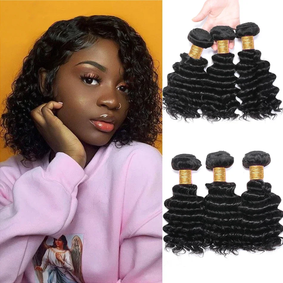 12A vague profonde paquets brésilien Extension de tissage de cheveux humains crépus bouclés humide et ondulé paquets de cheveux humains 100% Remy Extensions de cheveux