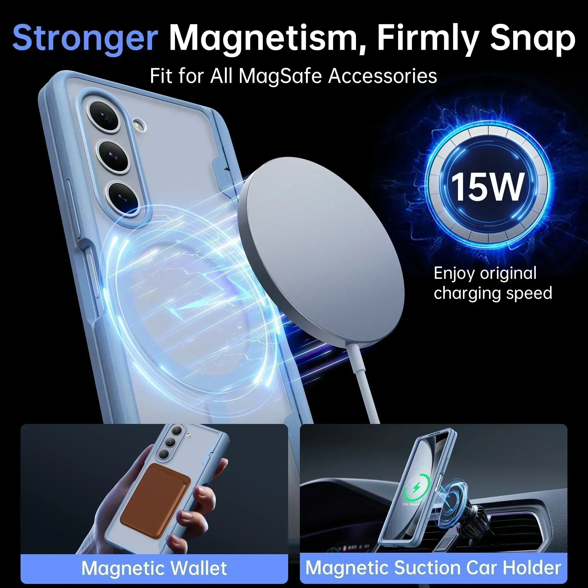 Magsafe Case for Z Fold 5 Hinge Coverage Protection with S Pen Holder Front Screen Protector Shockproof Full Body Phone Case