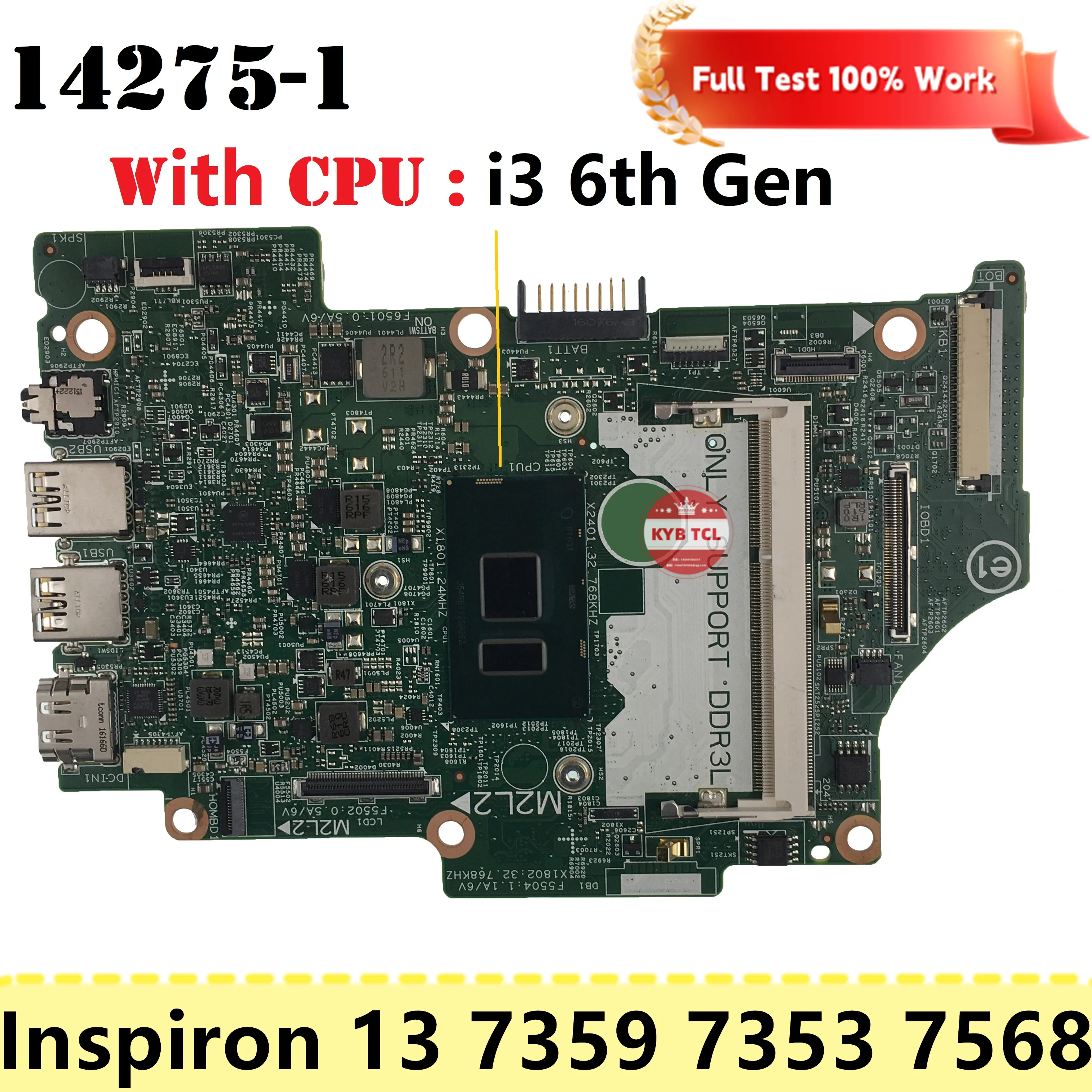 KN06J 9GH9H H8C9M 0H8C9M 09GH9H 0KN06J Notebook Para DELL Inspiron 13 7359 7353 7568 Laptop Placa-mãe 14275-1 Mainboard DDR4