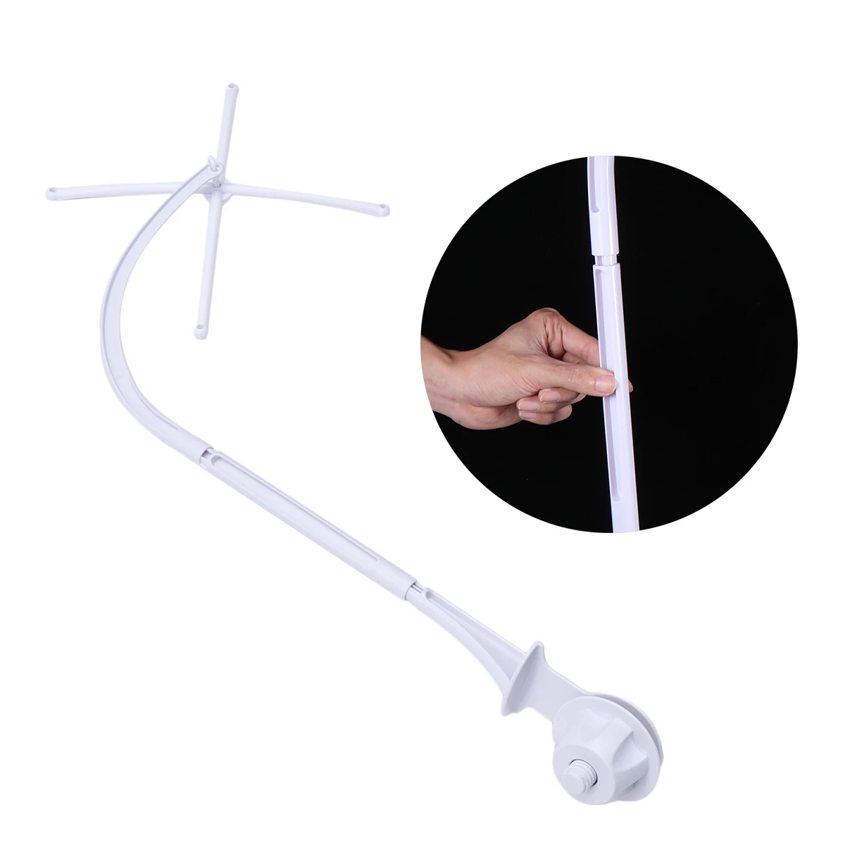 

66 Cm Baby Crib Bed Bell Hanger Nursery Mobile Arm Stroller Stand Toy Holder White Musical for