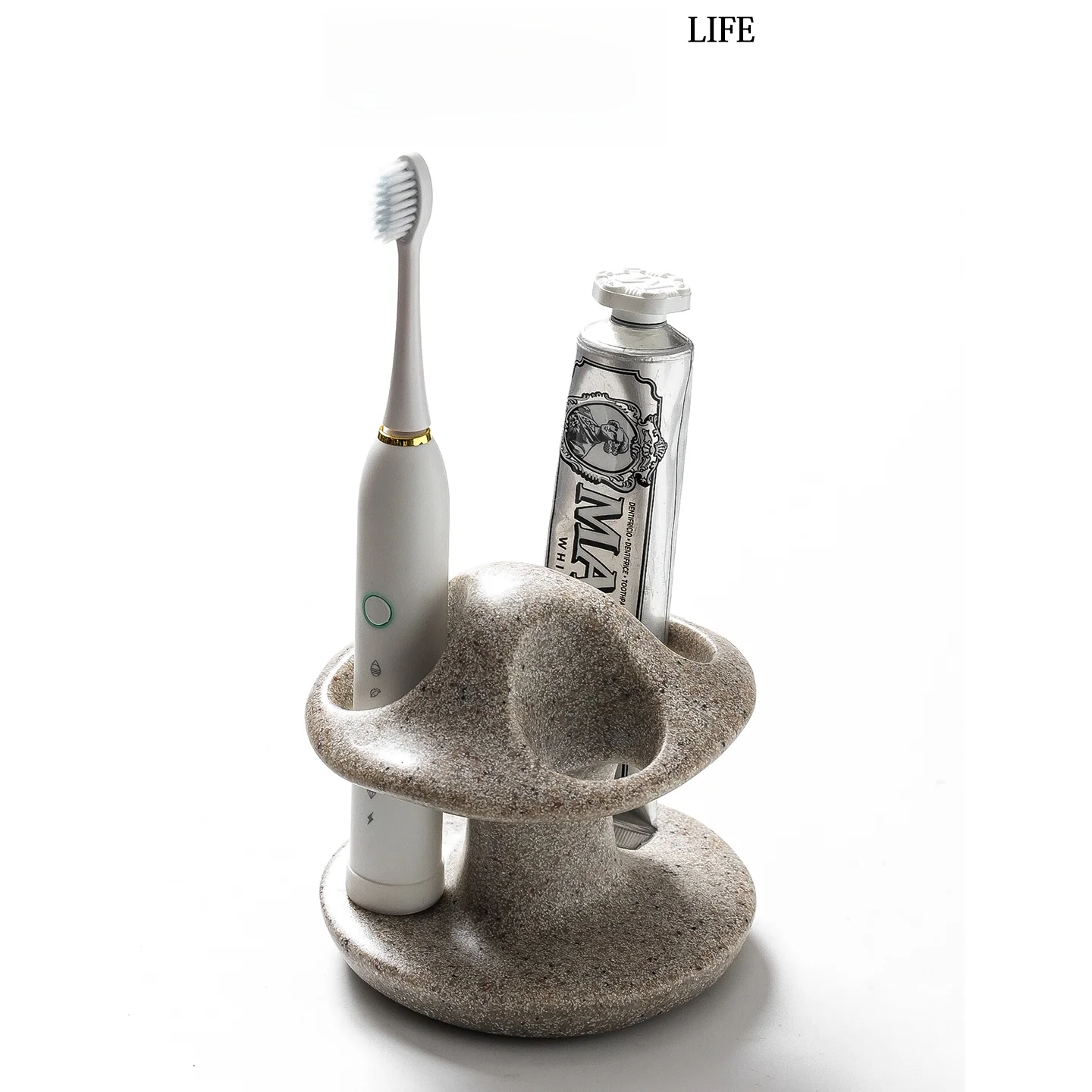 Mushroom Shaped Bathroom Toothbrush Holder Resin Drainage Anti-Mold Desktop Toothpaste Toothbrush Stand Creative Bathroom Org...