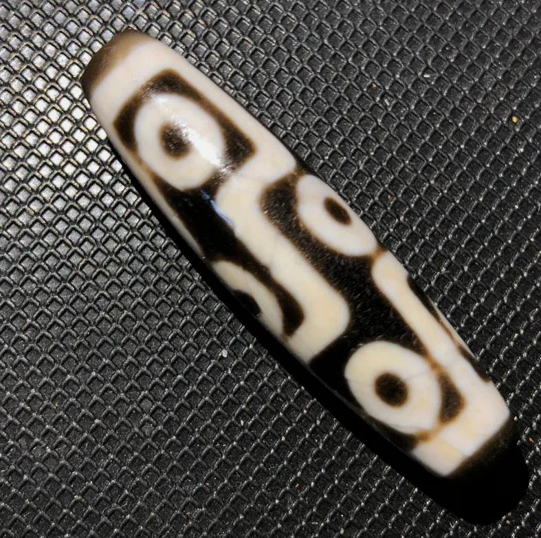 Magical Powerful Tibetan 9Eye Cinnabar Totem dZi Bead Amulet 12*48mmC1963