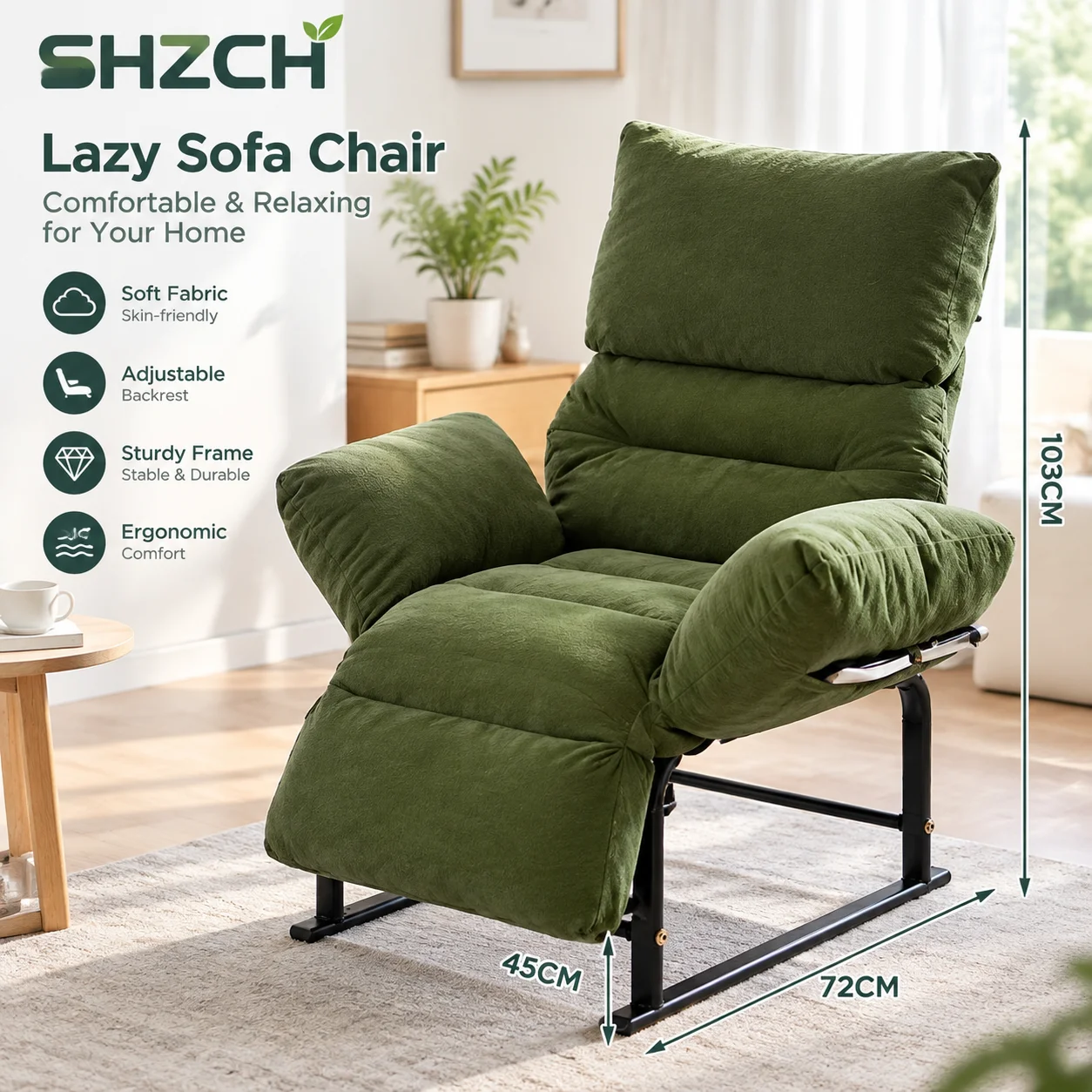 Foldable Rocking Chair  Living Room Furniture Comfortable Leisure Lounger Single-Person Swing Armchairs For Balcony Nap Use