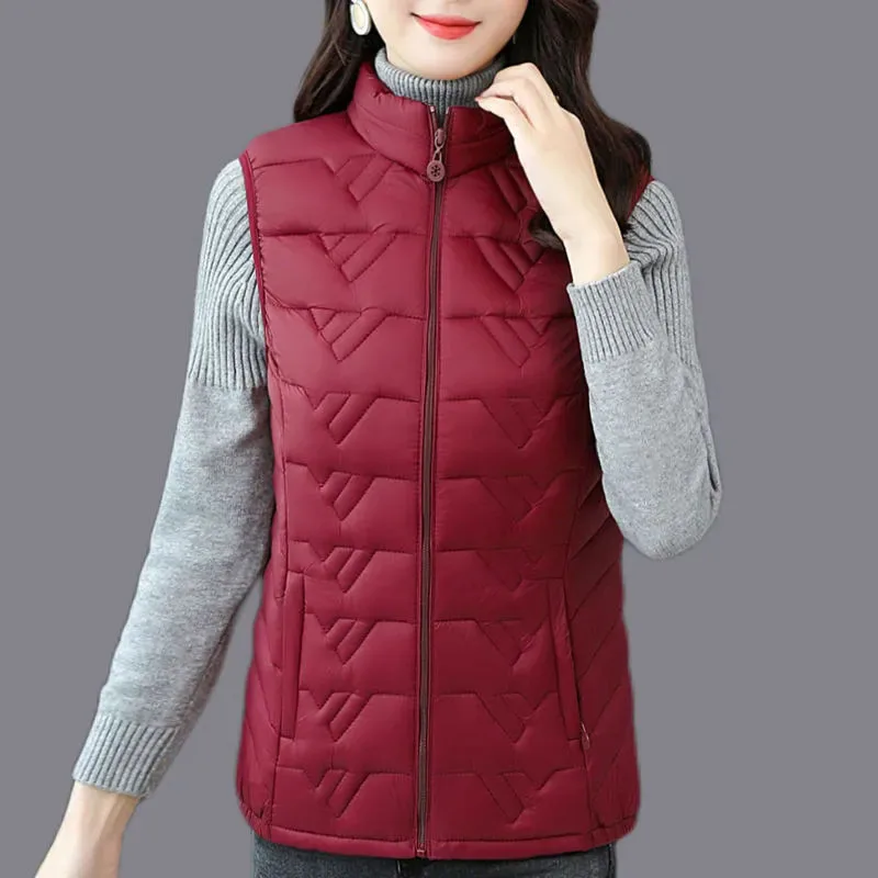 2024 Autumn Winter New Down Cotton Jacket Vest Waistcoat Women's Short Overcoat Oversize 5XL Slim Warm Cotton Vests Outwear