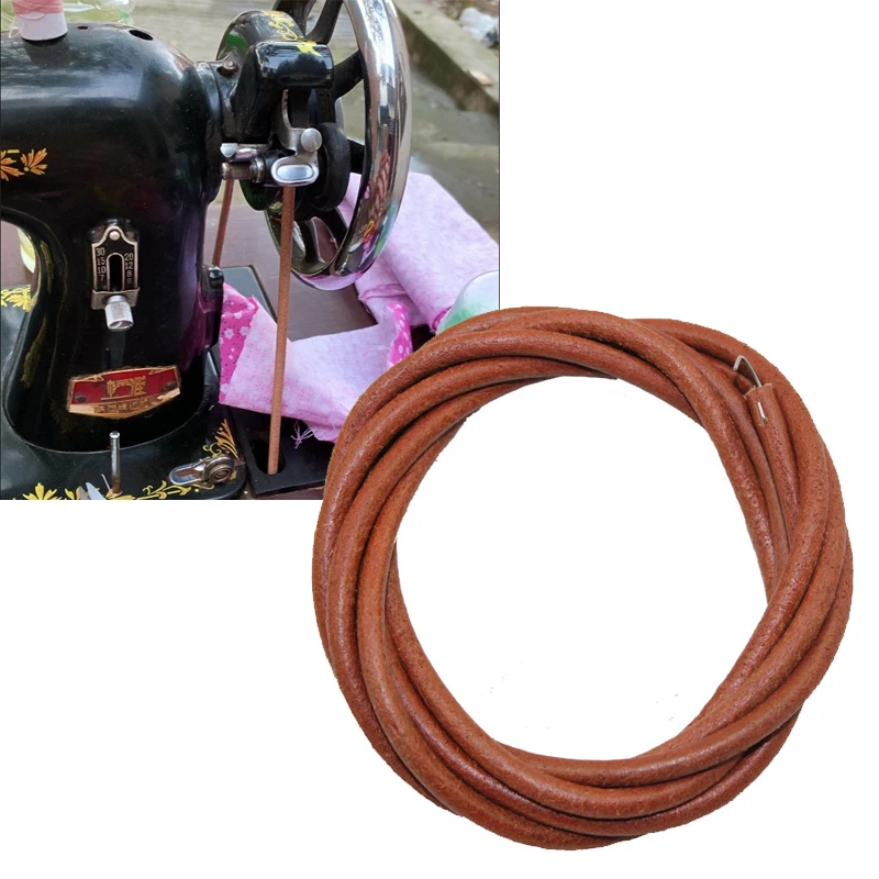 

1.8m Leather Belt with Hook Old-fashioned Household Pedal Sewing Machine Cowhide Belt