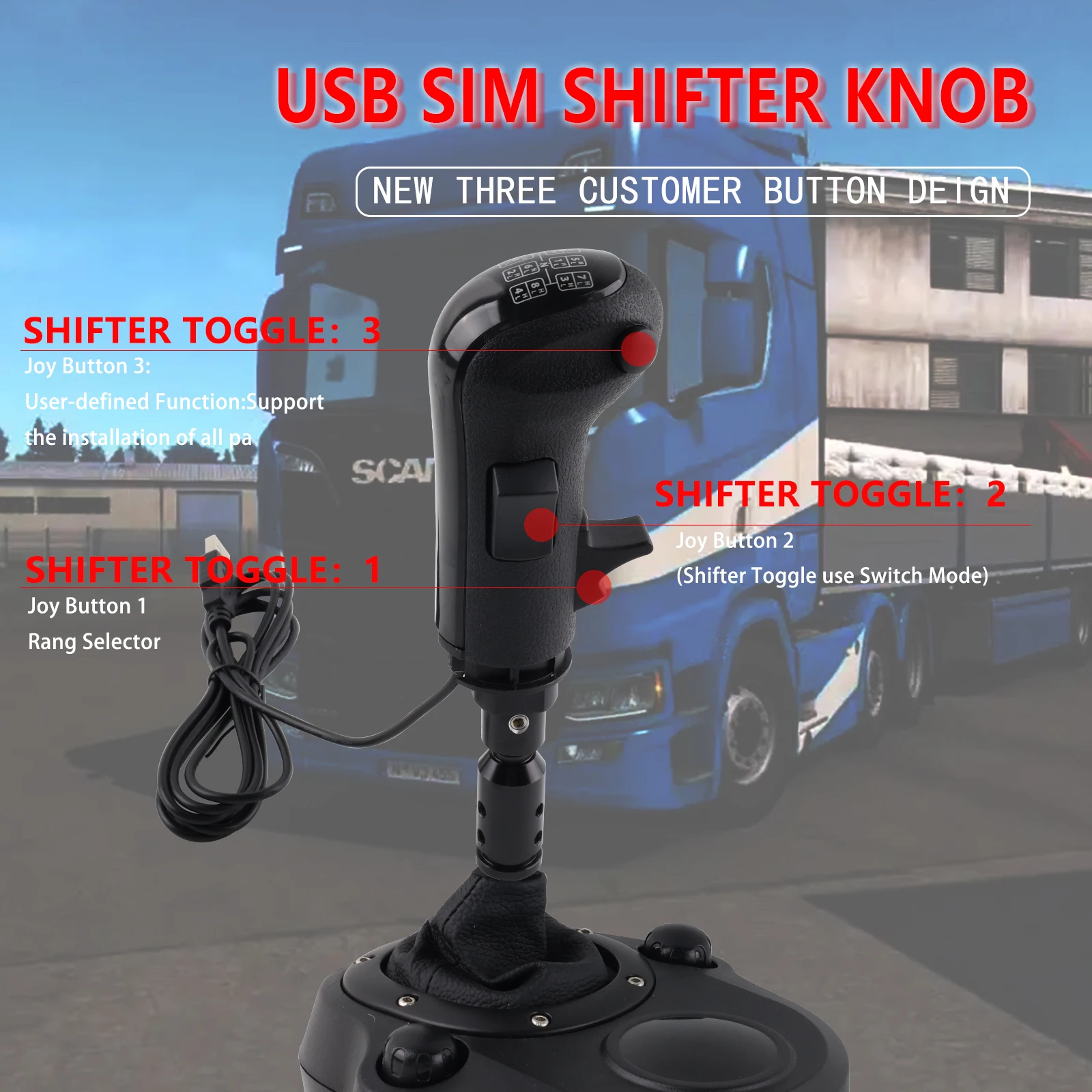 مقبض ناقل الحركة لشاحنة USB لـ Logitech G29 G27 G25 G920 والعتاد اليدوي/Thrustmaster TH8A والعتاد استخدام اليد اليسرى