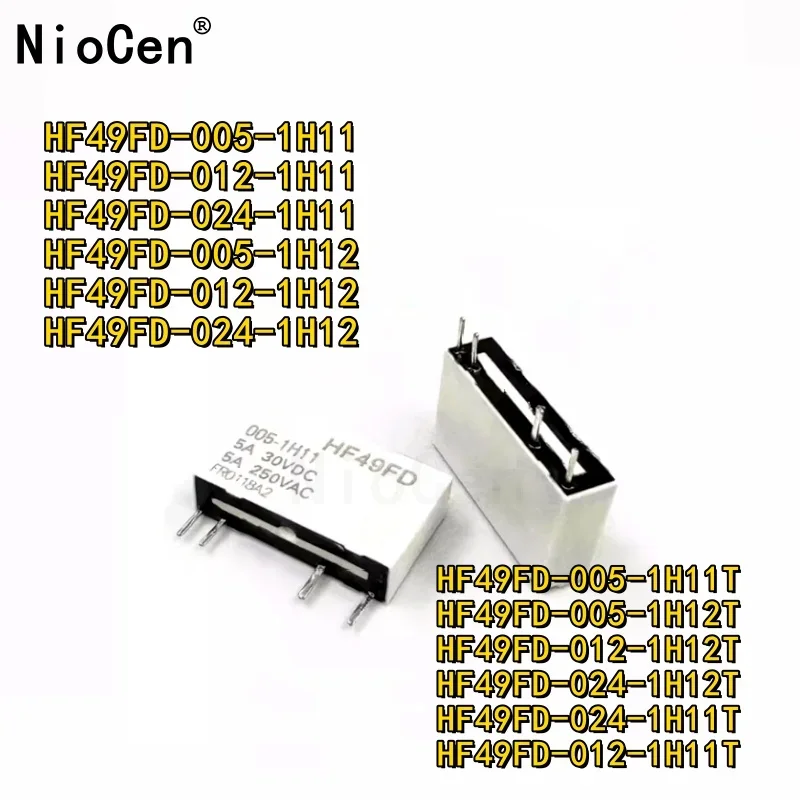 

（1PCS）100% NEW HF49FD-005-1H11 HF49FD-012-1H11T HF49FD-024-1H12T HF49FD-005 012 024 1H11 1H12 5A HF49FD Relay 5V 12V 24V DC