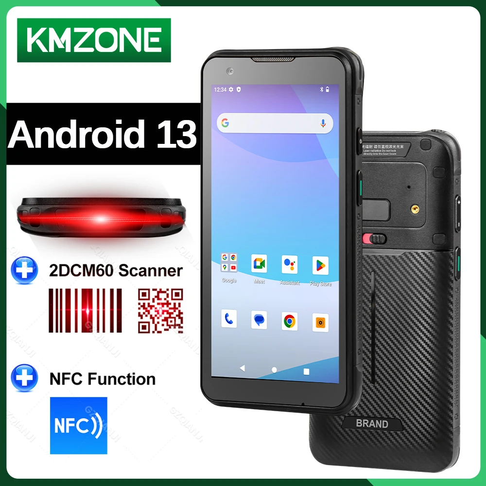 4G64G Android 13 Handheld Rugged PDA Terminal 2D Scanner Barcode Reader NFC 4G GPS Warehouse Shipping Scan Collector with Handle