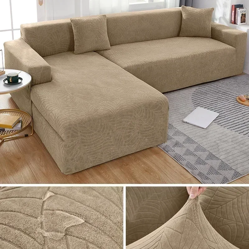 Waterdichte Dikker Bankhoezen 1/2/3/4 Zetels Jacquard Effen Couch Cover L-vormige Sofa Cover Protector bankhoezen