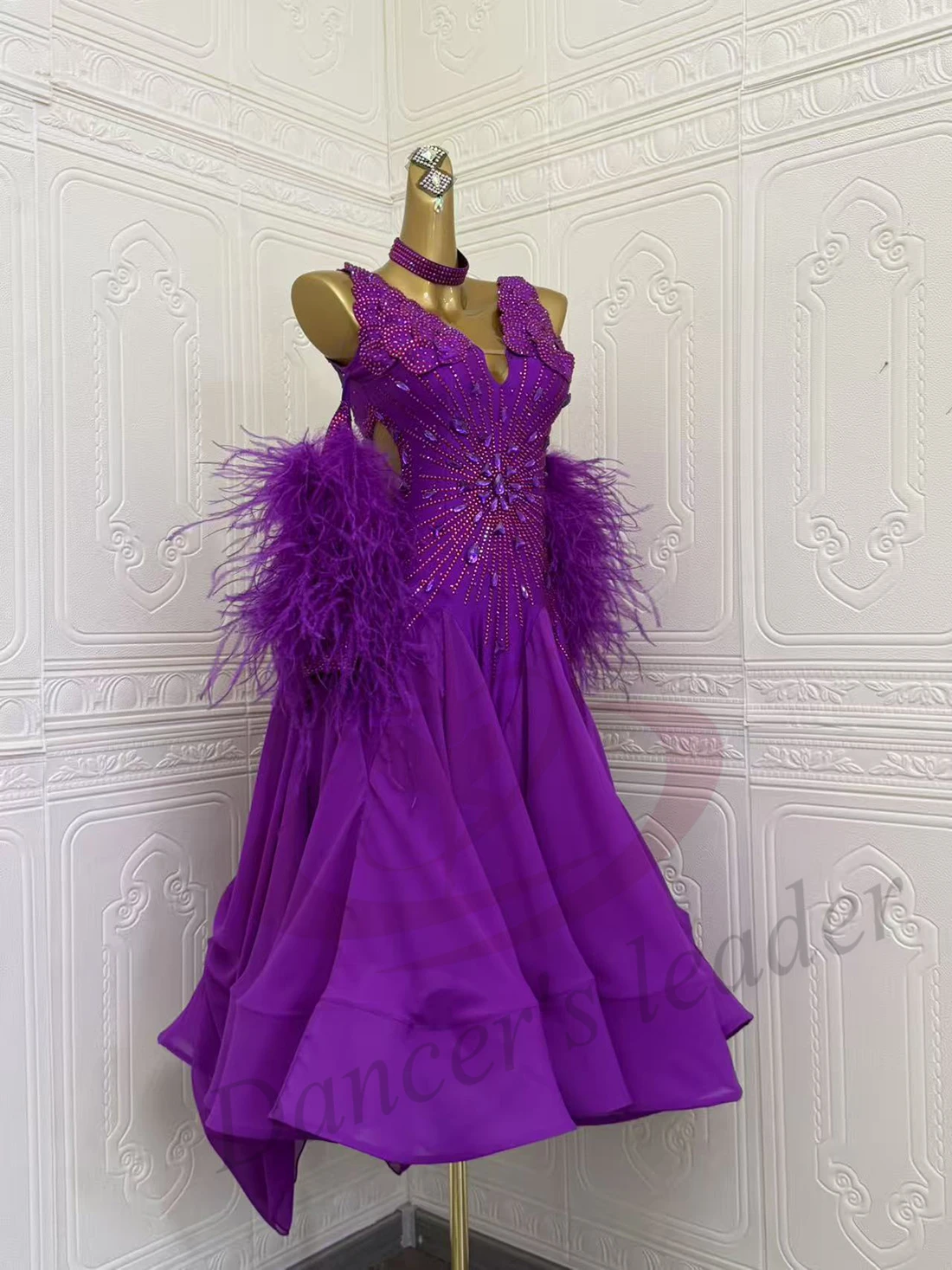 Lateinamerikanisches Tanzkleid AB Stone für Damen, Erwachsene und Kinder, hochwertiges, maßgeschneidertes Kleid mit schrägen Fransen, Samba-Auftrittskleid