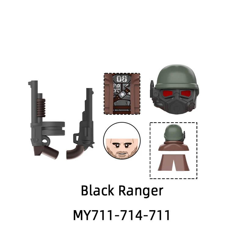 Bloques de Construcción Modelo MY711-MY714 Black Elite Desert Riot Ranger, Juego de Ladrillos MOC, Regalos, Juguetes