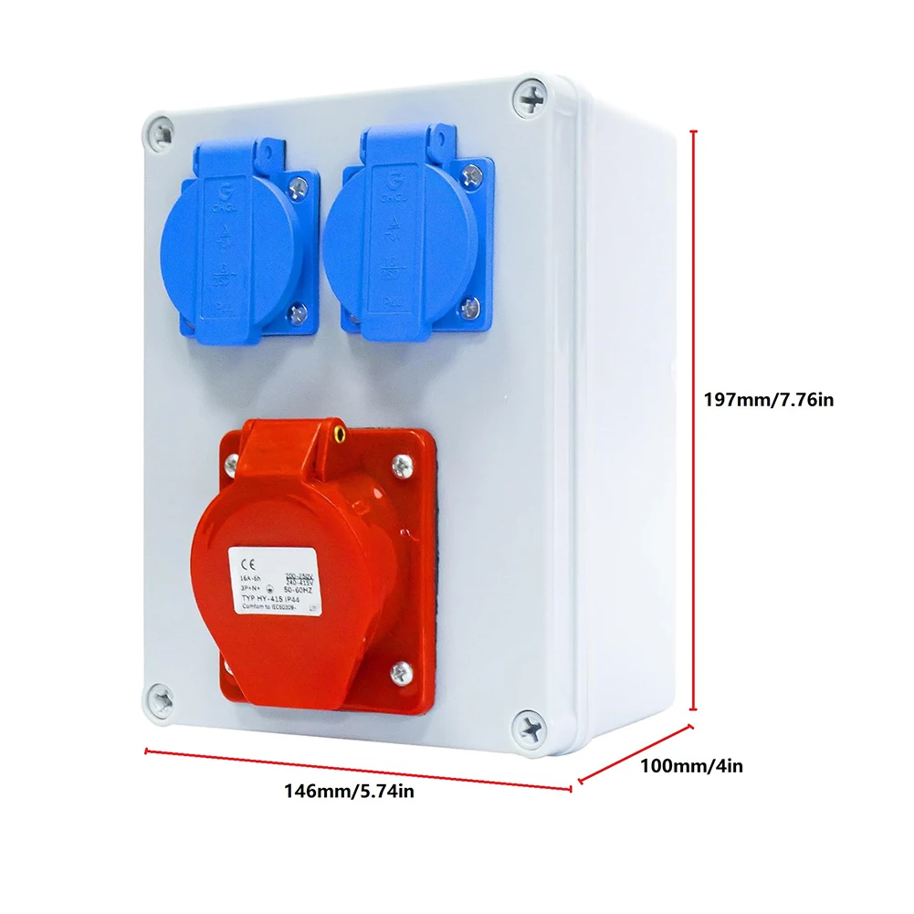 Hefty Duty Wall Mounted Power Supply Solution featuring a Single CEE Input Plus Two Additional Sockets in Weatherproof Design