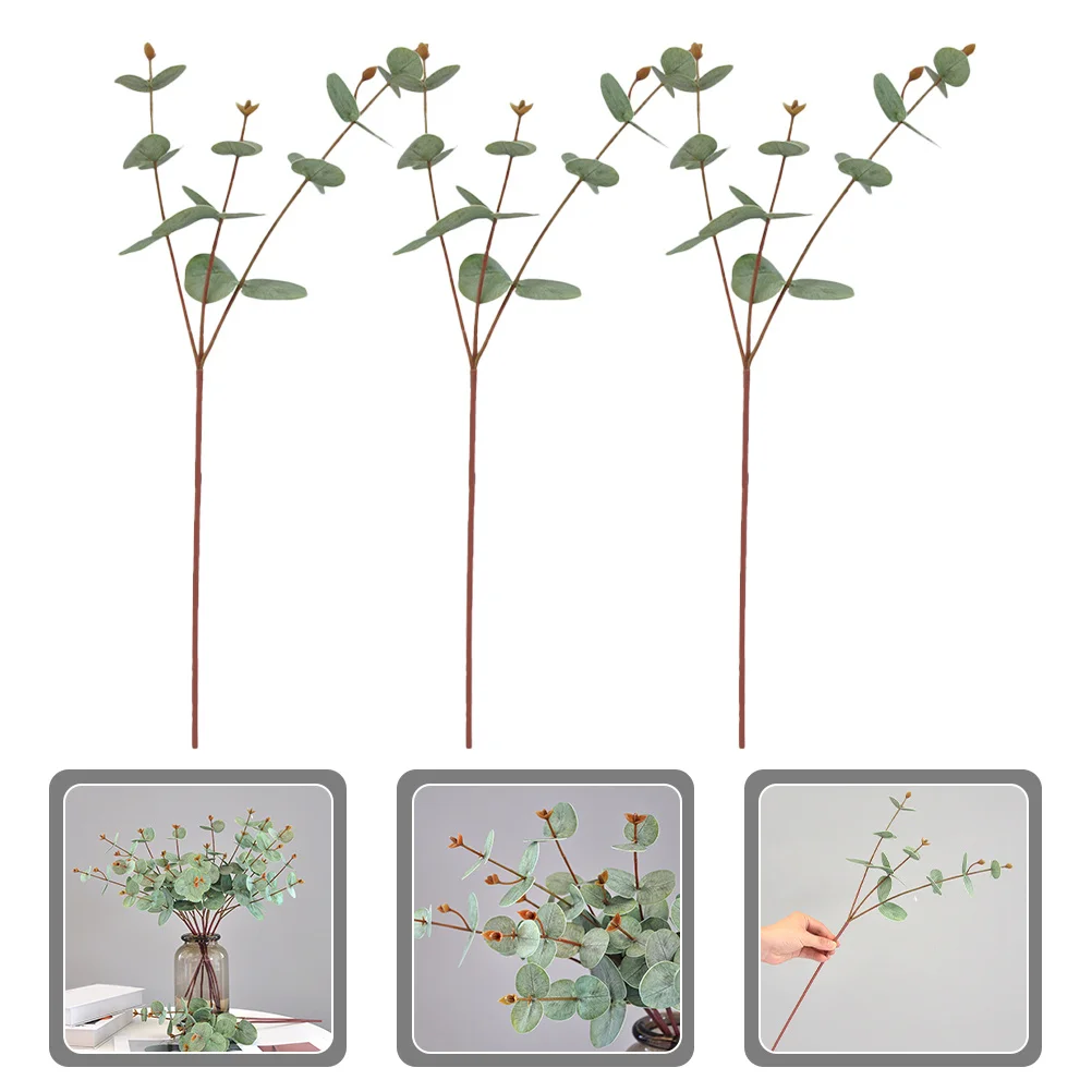 

3Pcs Artificial Eucalyptus Stems Faux Leaves Home Plant Decors Wedding Ornaments Simulation Eucalyptus Home Plant Decors