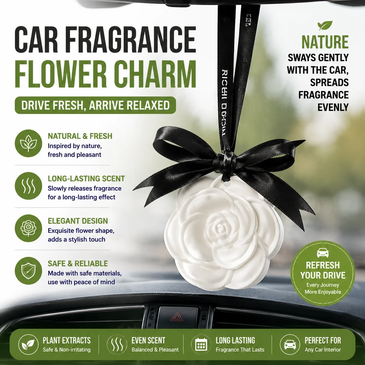 Perfume Gardenia Fragrance - Profumatore solido per auto, ciondolo profumato
