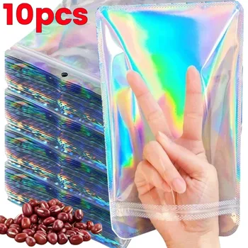 10 Stuks Laser Bubble Mailers Tas Cosmetische Verpakking Zelfsluitende Cadeau Zakje Doorzichtige Holografische Sieraden Slot Verpakking Tassen