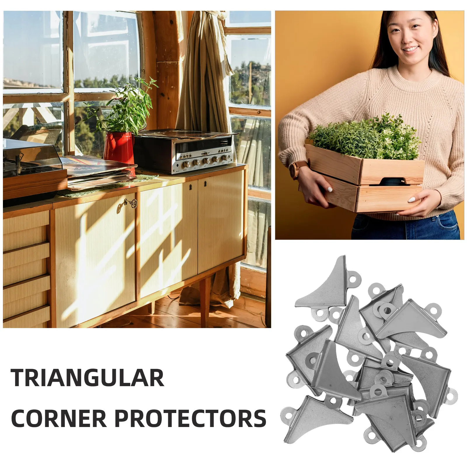 1 set 1 Set Iron Protectors Triangular Design Edge Protection Metal Brackets For Wooden Cases Luggage Frames Furniture Guard