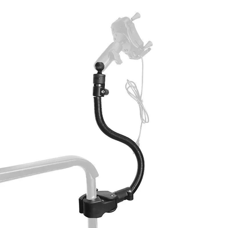 Clamp Universal Gooseneck Lazy Mount Clip Hands Flexible Long Arm Bracket Grip With 1 inch ball For Double Socket  Arm