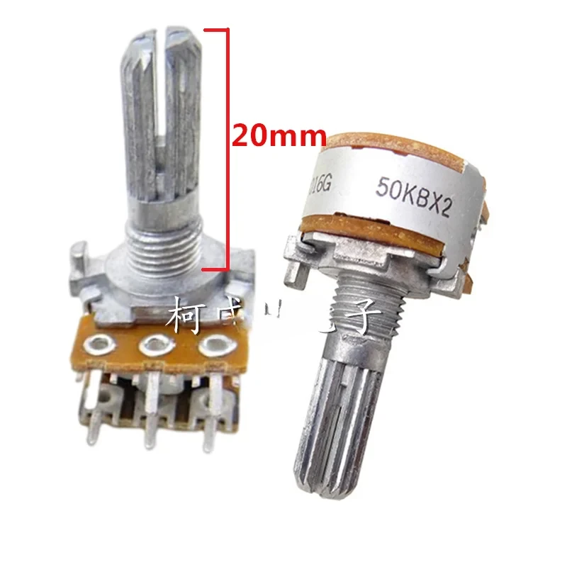 2pcs    Japanese ALPS potentiometer RK16 B50K B100K dual 6-pin 20mm spline volume amplifier