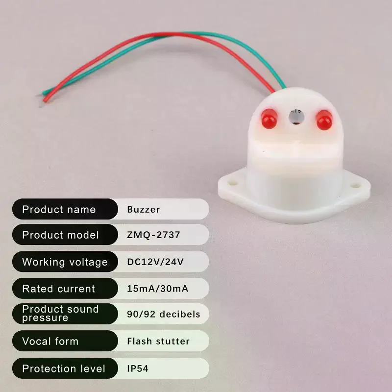 

Миниатюрный электронный звуковой и световой сигнализатор ZMQ-2737 DC6-24V IP54, звуковой сигнал тревоги от взлома, высокодецибельное предупредительное устройство