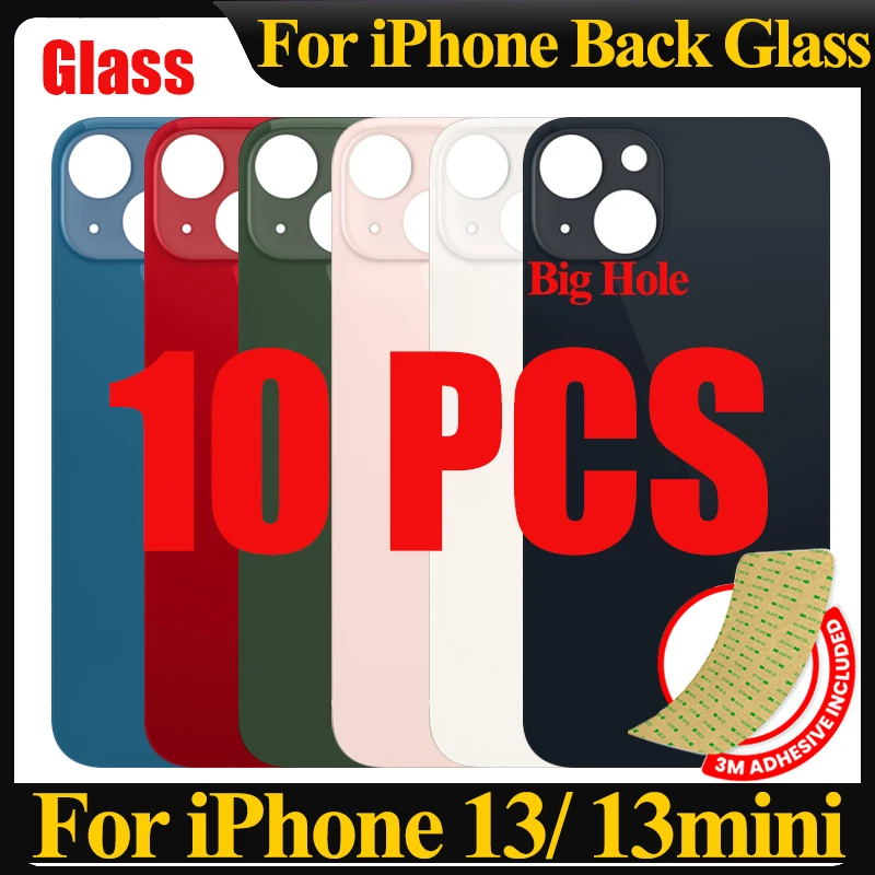 10PCS 2 in 1 Big Hole Rear Battery Back Door Glass For iPhone 13 Cover IPhone 13 MINI Back Glass Replacement Part