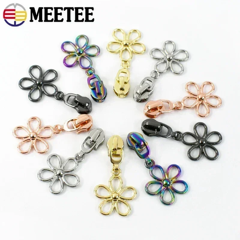 5-50Pcs Meetee 5# Sewing Zipper Puller for Nylon Zip Bag Clothes Zippers Sliders Closures Metal Zips Head Repair Kit Accessories