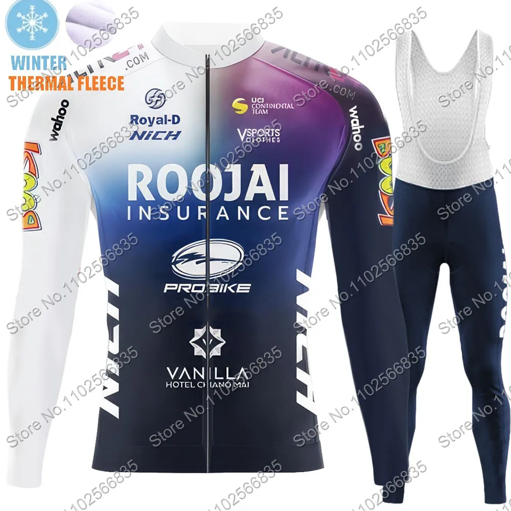 Team Roojai Insurance 2024 Cycling Jersey Set Men Long Sleeve Cycling Clothing Suit MTB Bike Road Pants Bib Maillot