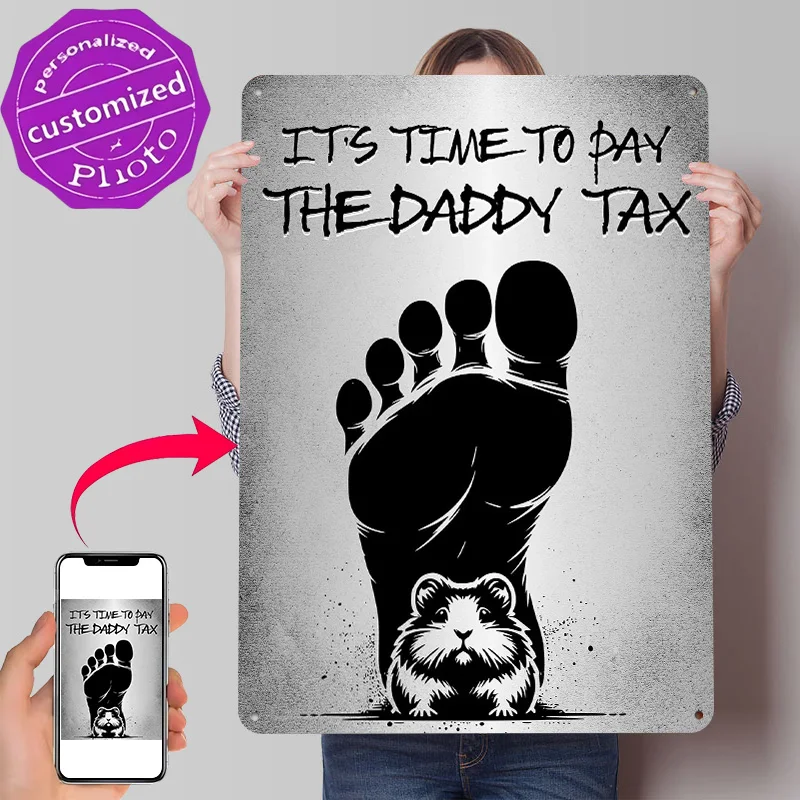 Daddy Tax - Dungeon Crawler Carl Inspired Personalized 3D Textured Metal Poster Wall Art Vintage Tin Signs for Decoration Gaming