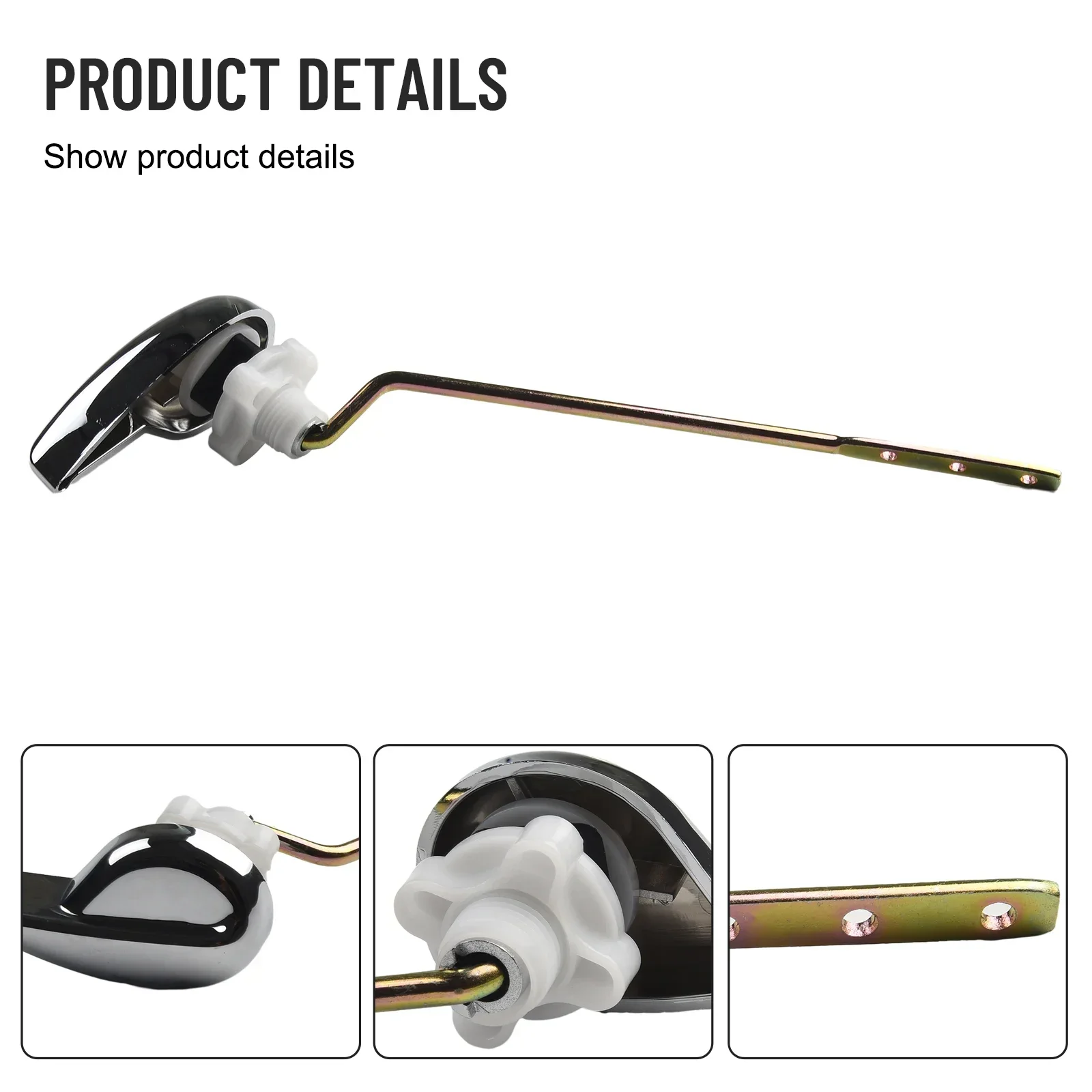 Toilet Handle Toilet Lever Handle Carbon Steel Decorate Your Bathroom Toilet Tank Push Side Mount Toilet Flush Silver Golden