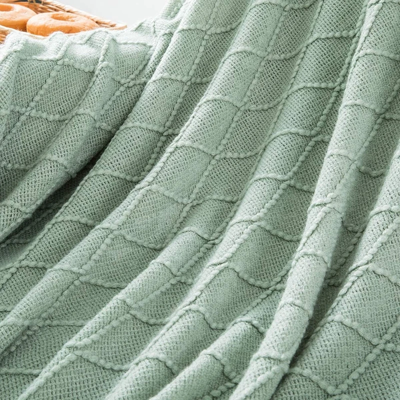 Coperta decorativa lavorata a maglia con frangia morbida e accogliente coperta grande nappa per divano divano letto coperta regalo Vintage Saga Green