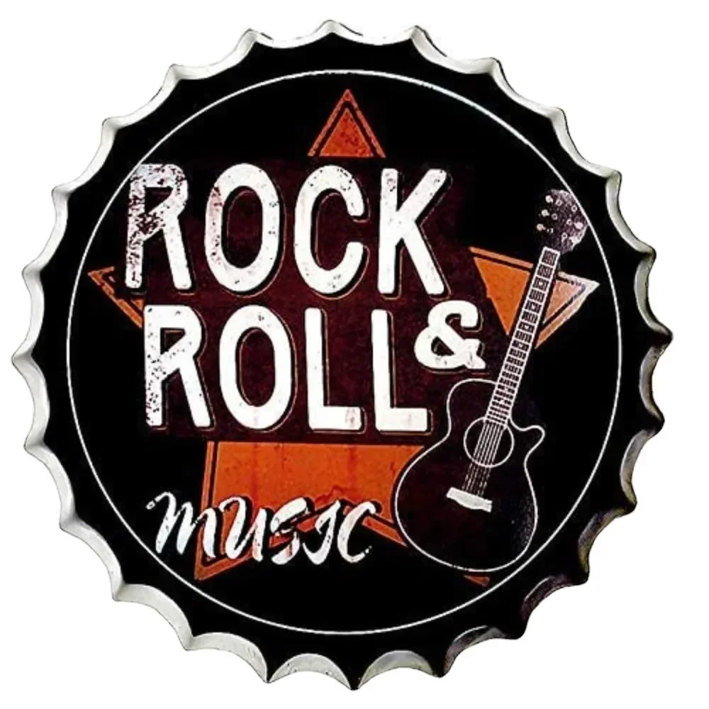 

Modern Vintage Metal Tin Signs Bottle Cap Rock Roll Music ! Wall Plaque Poster Cafe Bar Pub Beer Club Wall Home