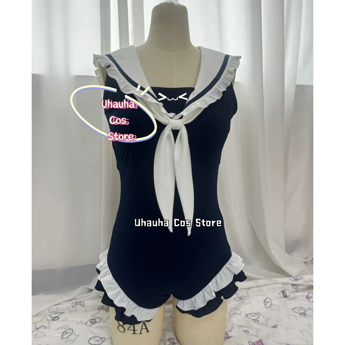 French Preppy Style Cospaly Sailor Collar Sleeveless Short Dress Swimsuit Costumes Slim Waist Dress Summertime Women's Swimsuit