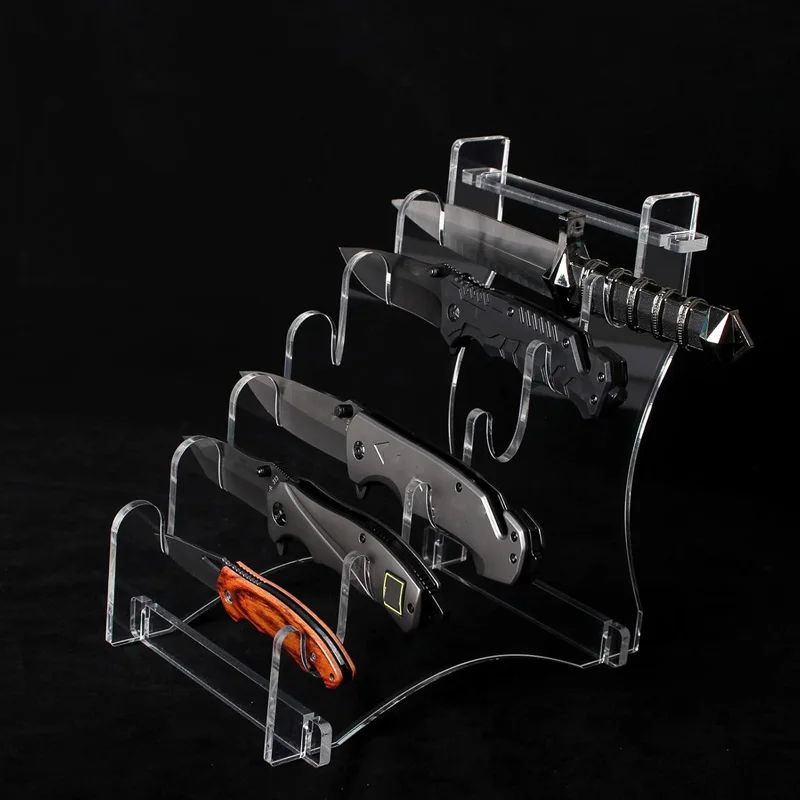 Knives Display Stand Acrylic Clear Counter-top Cutlery Storage Knife Rack Pocket Knives Display Case Plexiglass Knife Holder