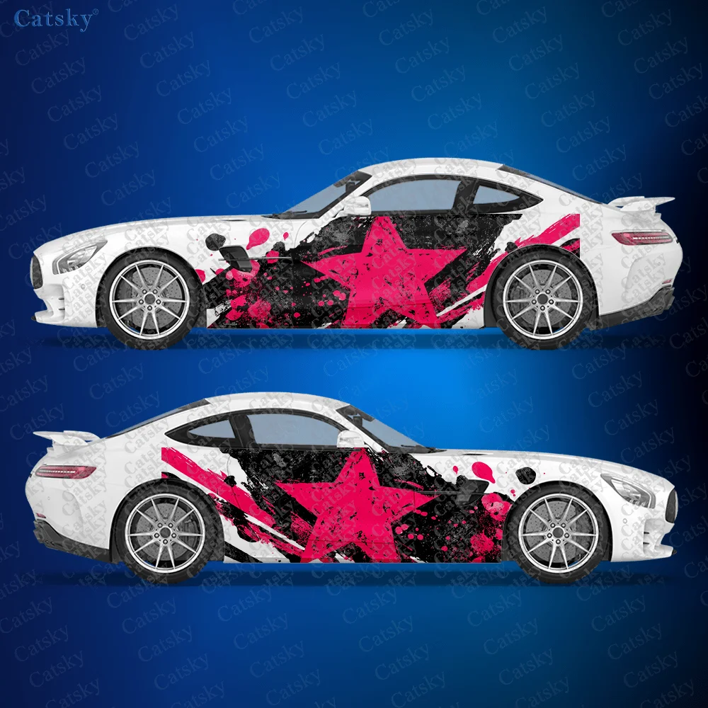 2pcs Graffiti Star Cluster Car Side Decals | Self-Adhesive PVC Waterproof & Scratch-Resistant Stickers, Car Accessory Gift