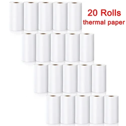 Rollos de papel blanco imprimible, Mini impresora, etiqueta térmica, 57X25mm, rollos de papel térmico sensible al calor, 20 rollos