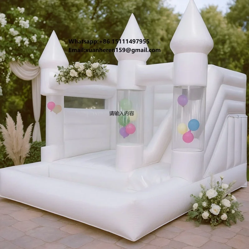 Outdoor Inflatable Jumping Castle Combo Rental Inflatable Bouncer Luxury White Bounce House With Slide